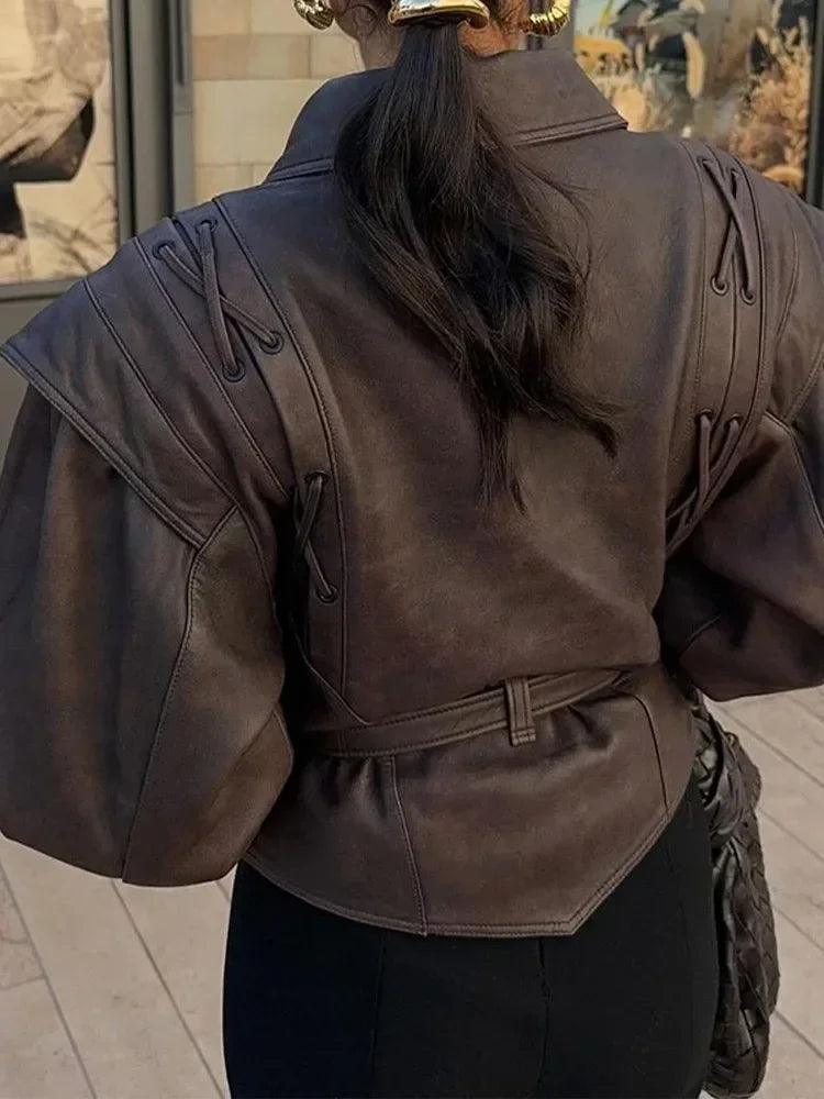 Thyra™ Rider Jakke – Elegant Læderlook til Kvinder