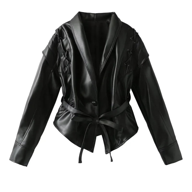 Thyra™ Rider Jakke – Elegant Læderlook til Kvinder