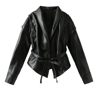 Thyra™ Rider Jakke – Elegant Læderlook til Kvinder